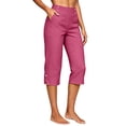 thumbnail image 6 of Timegard Womens Capri Pants Stretch High Waist Button Pull on Work Business Casual Pants for Summer with Pockets, 6 of 8