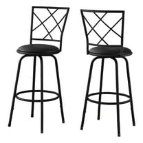 Monarch Barstool 2Pcs / Swivel / Black /Black LeatherLook Seat