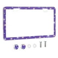 thumbnail image 1 of OTOSTAR 1 Pack Bling License Plate Frame, 3 Rows Handcrafted Shiny Rhinestones Premium Stainless Steel 2 Holes License Plate Frames with Anti-Theft Screws Caps Set (Violet), 1 of 8