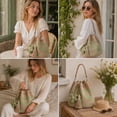 thumbnail image 6 of HOZVOMI Handmade Crochet Flower Bucket Bag, Knit Boho Shoulder Tote Handbag with Floral Charm Tassel, Large Capacity Portable Knitted Crossbody Purse for Women Work Daily Beach, 6 of 6