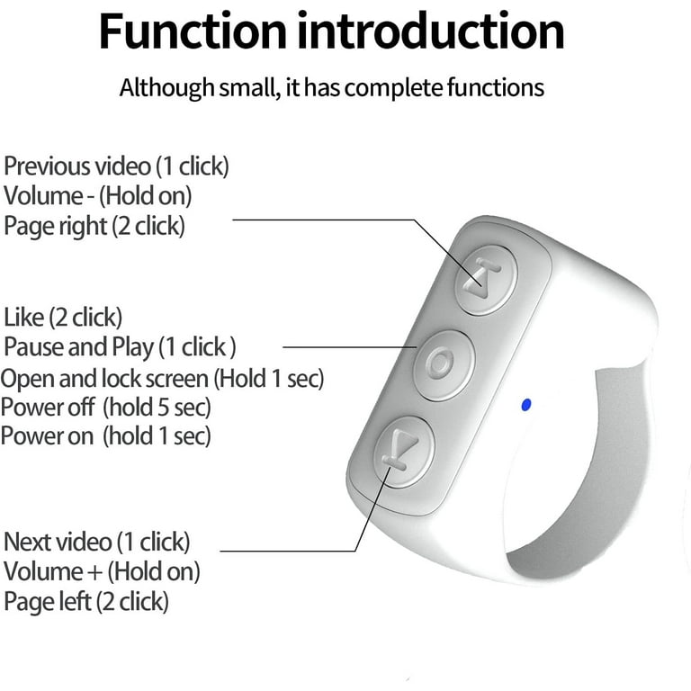  Vekesen TikTok Scrolling Ring TIK Tok Bluetooth Ring Remote  Page Turner clicker for iPhone iPad Camera Wireless Remote Shutter Selfie  Button (D01, Black) : Electronics