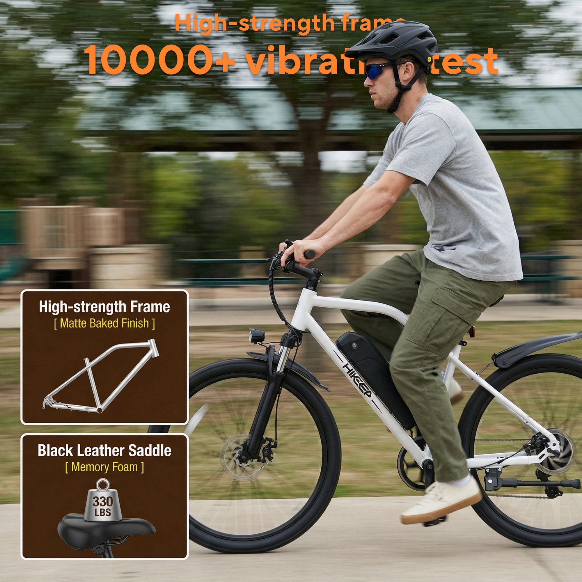 M2601 26" Electric Bike for Adults, 750W Peak Motor 48V Removable Battery Ebike, 7-Speed, Shock Absorption, 35 Miles Range, 20MPH Max Speed, Dual Disc Brakes, Orange