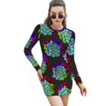 thumbnail image 1 of Robe Succulente à Paillettes pour Femmes Robe à Manches Longues Mode Féminine Nouveaux Vêtements Robe Glitch Fait Main Succulentes Cactus, 1 of 5