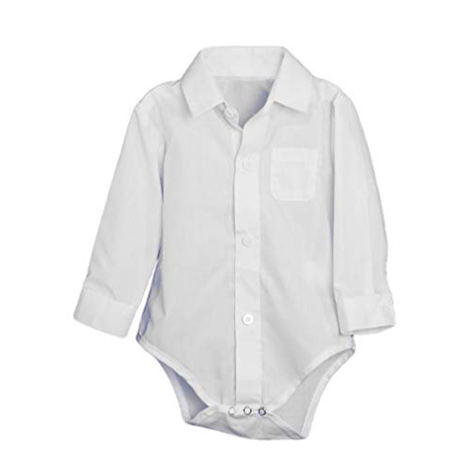 Uni Baby Poly Cotton Button Up White Dress Shirt Bodysuit Romper w