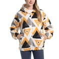 thumbnail image 2 of SWSMCLT Women's Long Sleeve Fuzzy Coat Hoodie Winter Pocket Sweatshirt Full Zip Top Hooded Fleece Fuzzy Cute Geometric Triangle Medium, 2 of 4