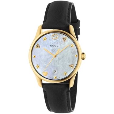 Gucci G-Timeless Mother of Pearl White Dial White Leather Strap Watch For Women - YA126597