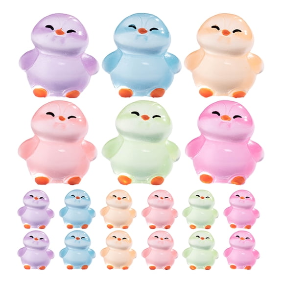 LOLIPPYY 18pcs Miniature Penguin Figurines: Glow In The Dark Resin Animal Ornaments For Garden - Luminous Desk Decoration Home Decor