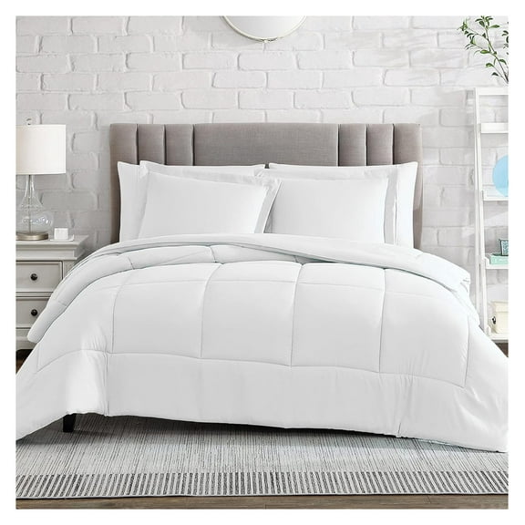 King/Cal-King Comforter Set, with 1 Comforter and 2 Pillow Shams, Down Duvet Insert, Brushed Microfiber Soft and Comfortable, Oeko-Tex White Comforter