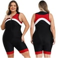 thumbnail image 1 of Womens Boyshort One Piece Zipper Swimsuit Plus Size Contrast Color Bathing Suit Athletic Bodysuit Red XL, 1 of 6