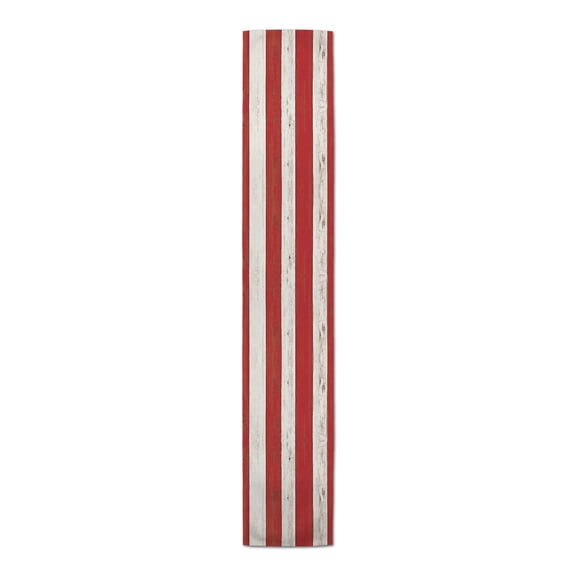 Creative Products Red And White Stripes With Distressing 16x90 Poly Twill Runner