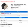 thumbnail image 2 of Relay - Compatible with 1980 - 1981, 1984 - 1987 Audi 4000 1985 1986, 2 of 2