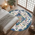 thumbnail image 3 of 3.3Ft Round Rug, Navy Blue Yellow Non-Skid Rubber Backing Large Area Rugs - Living Room Bedroom Home Office, Boho Southwestern Ethnic Mexican Flowers Indoor Floor Mat Carpets Washable Rug, 3 of 9