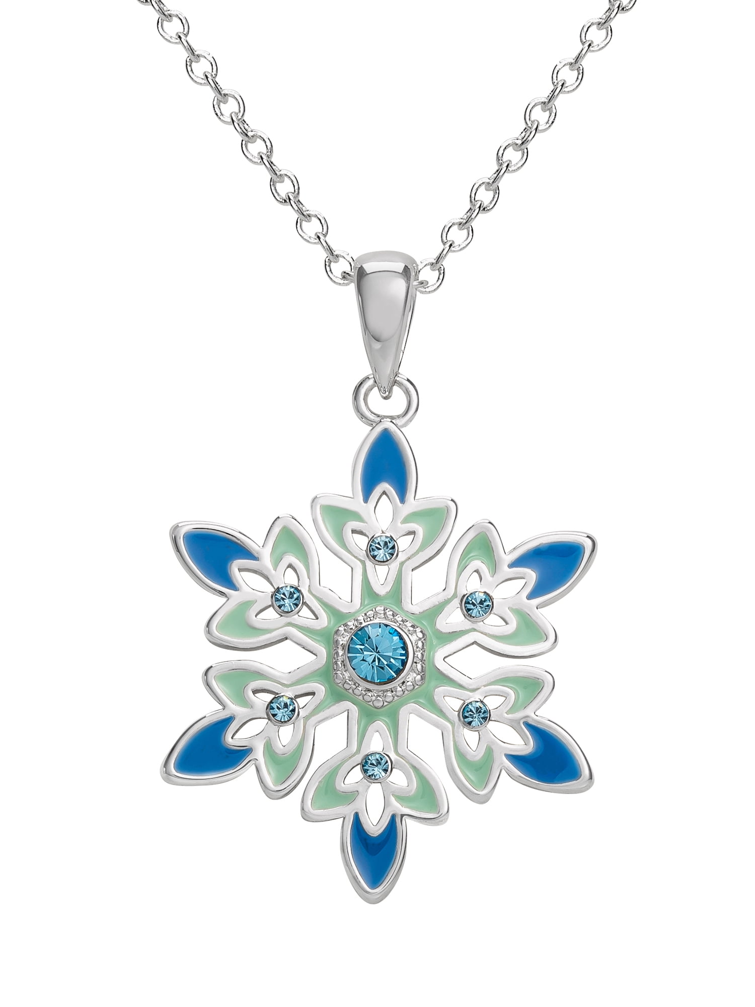 Disney Frozen Silver-Plated Crystal Snowflake Pendant Necklace, 18'