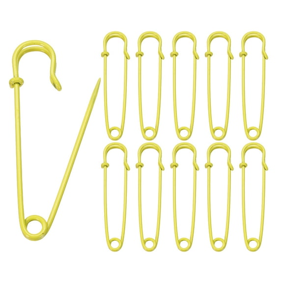 Uxcell 20pcs Safety Pins 3 Inch (75mm) Baked Paint Steel Large Safety Pin Heavy Duty Sewing Safety Pins Bulk for Clothes Sewing Arts DIY Crafts, Yellow