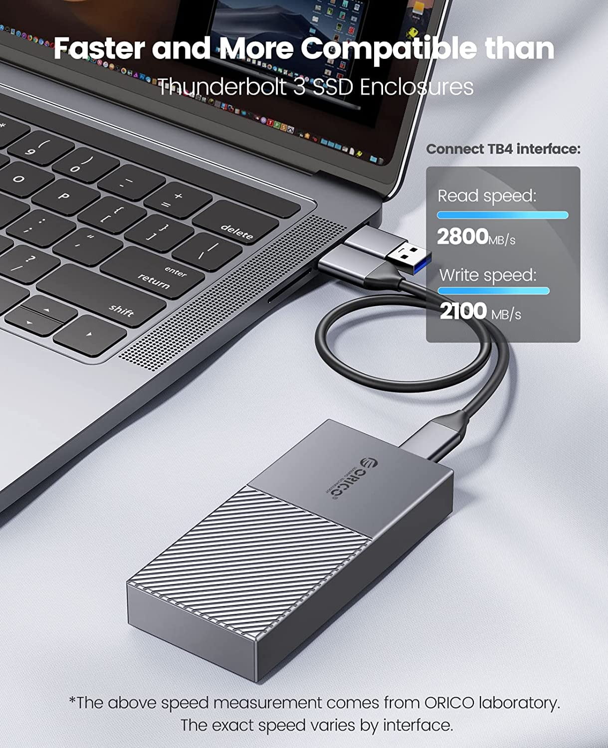 ORICO Aluminum M.2 NVMe SSD Enclosure 40Gbps Cooling Compatible with Thunderbolt 3/4, USB4.0, USB3.2/Type C