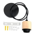 thumbnail image 1 of Lámpara colgante con cable E27, lámpara colgante industrial de estilo rústico. Madera negra, 1 of 9