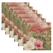 6 Pack 20'' x20" Satin Table Napkins Dinner Napkins for wedding Party Decoration events Flamingos in Tropical Garden