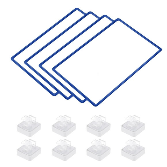 4pcs Magnetic Label Holder, 17 x 12 Inch A3 Shelf Label Card Sign Frame with Base for Metal Shelf Rack, Blue