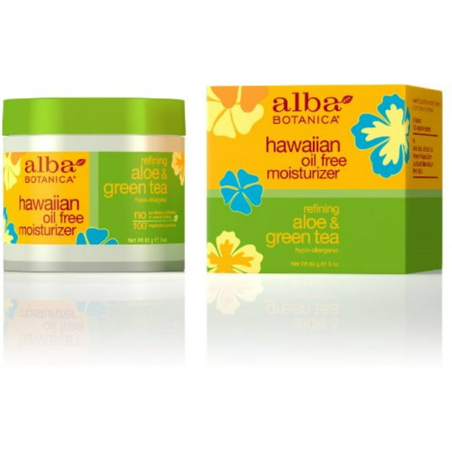 Alba Botanica Hawaiian Oil-Free Moisturizer, Refining Aloe & Green Tea 3 oz (Pack of 4)