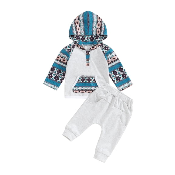 Bagilaanoe 2PCS Toddler Baby Boy Long Pants Set Print Long Sleeve Hoodies Sweatshirt Tops Sweatpants 3M 6M 12M 18M 24M 3T 4T Kids Casual Sweatsuits