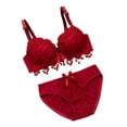 thumbnail image 4 of Conjunto para mujer, lencería acolchada, juego de ropa interior , rojo vino 80B Hugo Sujetador floral de encaje para mujer, 4 of 7
