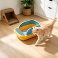 thumbnail image 5 of HWRETIE Semi Enclosed High Sided Cat Litter Box Splash Proof Open Top Design Spacious Cat Toilet for Cats Under 10 Pounds Easy Clean Indoor Litter Tray, 5 of 6