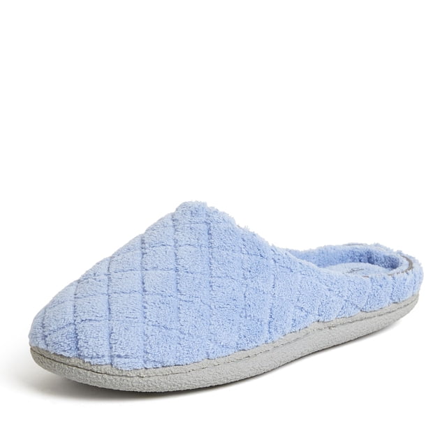 Dearfoams Leslie - Zueco de rizo de espuma viscoelástica lavable para mujer con anchos anchos, iceberg, 9-10 Wide