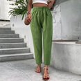 thumbnail image 2 of Sngxgn Women Casual Pants Straight Leg Drawstring Elastic Waist Loose Comfy Trousers with Pockets(Green,XXL), 2 of 8