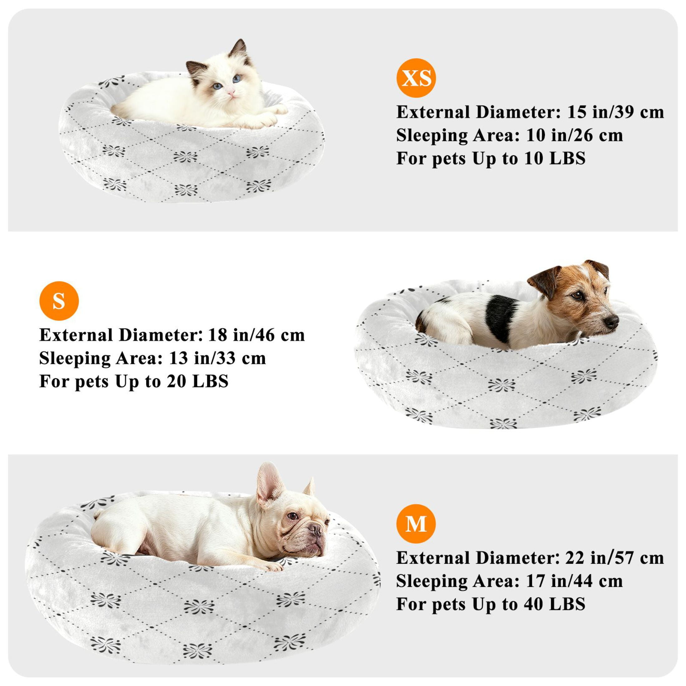 Iauyy Pet Couch Donut Cat Bed for Indoor Cats/Small Dogs Washable & Machine with Non-slip Bottom Calming Cat Furniture, Graceful Flowers (M)