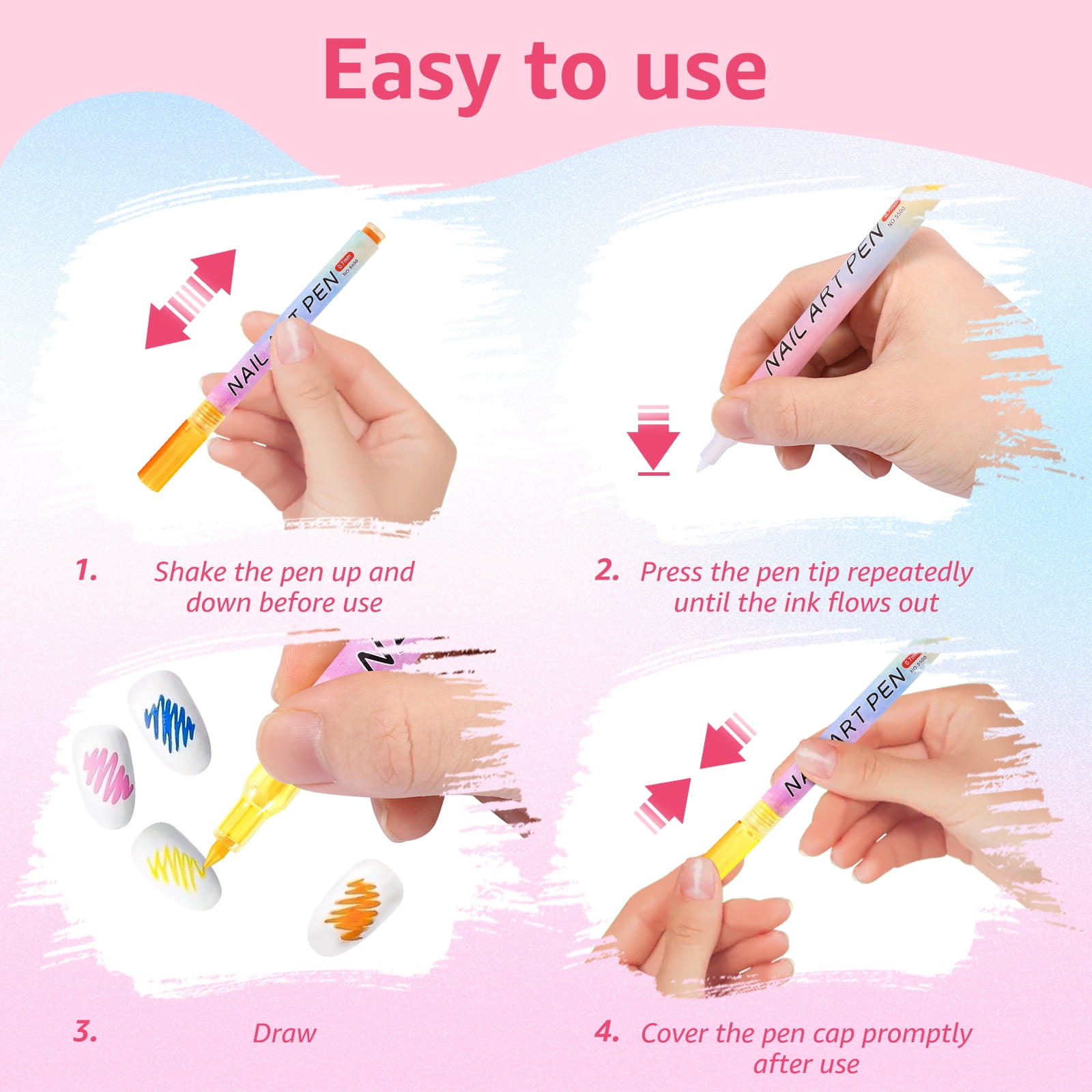 Vensio 24-Piece Nail Art Pens Set 12-Color Graffiti Dotting Markers Acrylic Paint Point Liners for DIY Manicure