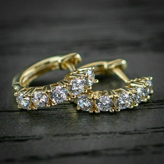 2.00Ct Round Cut Lab-Created Diamond Huggie Hoop Earrings 14K Yellow Gold Finish