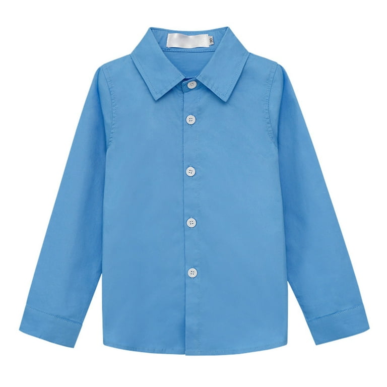 Kids Girls Button Down Shirts Long Sleeve Sky Blue Shirt Boys Formal Outfit  Kids Uniform Shirts 7-8 Years - Walmart.com