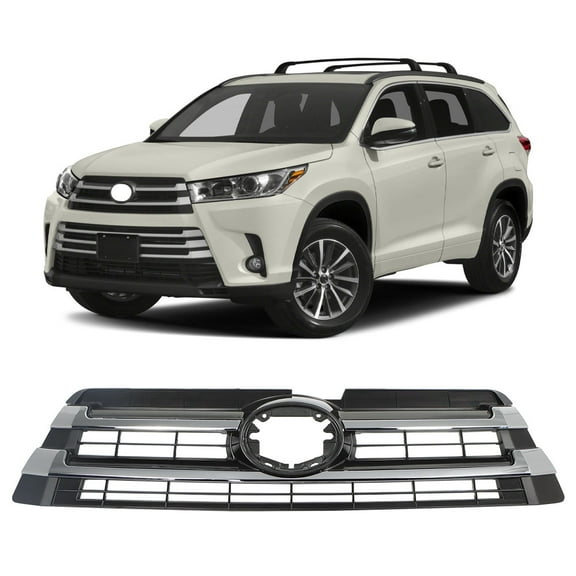 Genrics Fit For 2017 2018 2019 Toyota Highlander Grille Front Bumper Upper Grille Chrome
