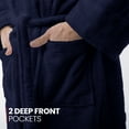 thumbnail image 3 of Canadian Linen Terry Cloth Bathrobes Towel 100% Cotton for Women Adult Hooded Shower Bath Soft Plush Hotel Spa Massage Salon Resorts, Large, Navy Blue, 3 of 6