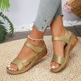 thumbnail image 3 of Wedge Sandals for Women 2025 Summer Beach Casual Stylish Leather Open Toe Low Heel Walking Dress Sandals, 3 of 7