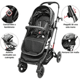 thumbnail image 4 of Carriola para Bebé con Asiento Reversible Convertible a Bambineto Ruedas de Goma Plegable Cinturón de 5 Puntos - Gris, 4 of 7