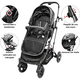 thumbnail image 4 of Carriola para Bebé con Asiento Reversible Convertible a Bambineto Ruedas de Goma Plegable Cinturón de 5 Puntos - Gris, 4 of 7