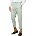 thumbnail image 4 of Pantalones a rayas INSPIRE CHIC para hombre, corte ajustado, frente plano, recortados y entallados, color gris 38, 4 of 5