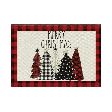 

Christmas Place Mat | Kitchen Decor Placemats | Table Mats for Christmas Dining Table Decoration Christmas Plaid Mats Polyester Mats for Dining Tables Party Supplies Kitchen