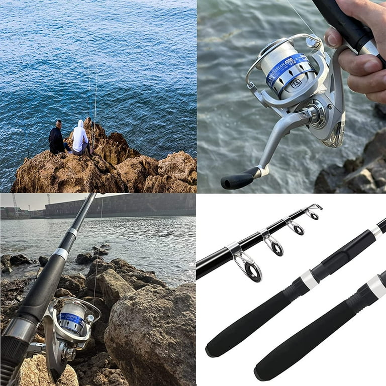 5 foot deep sea fishing reel poles Rod, 6.9ft 2Pcs Telescopic Fishing Rods Set, Carbon Fiber Fishing Pole, 2PCS Spinning Rod and Combo with Carrier Bag Freshwater Fishing Rod and Reel Combos Kits Fishing Gear The Dark Matter F5 Standup Rod is perfect for trolling for tuna or targeting big shark Fishing Rod and Reel Combo,6.9ft