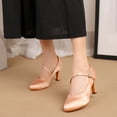 thumbnail image 3 of XIHAHA-zapatos de Baile Estándar para mujer, calzado de satén tostado fresco, tacón alto, suela suave, Moderno, 3 of 4
