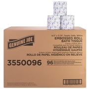 Genuine Joe 2-ply Bath Tissue - 2 Ply - 4.50" X 3" - 500 Sheets/roll - White - Fiber - Perforated, Absorbent, Soft - For Bathroom, Restroom - 96 / Carton