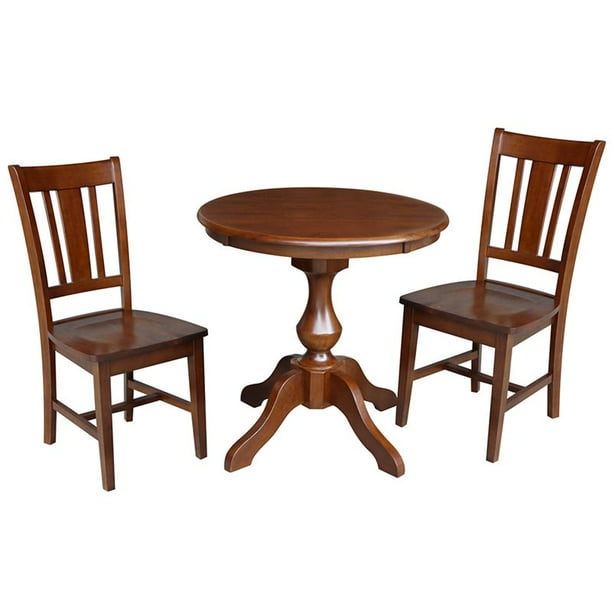 International Concepts 3Piece Solid Wood Dining Set with 30" Round Top