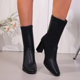 thumbnail image 5 of Mid Calf Boots Women Square Toe Chunky Heel Dress Shoes For Women Winter Warm Boots with Side Zipper Indoor Outdoor Daily Wear, 5 of 10