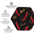 thumbnail image 3 of Honeii Hot Chili print Leather Coaster Set of 4, ideal for safeguarding your furniture from drinks spills and effortless cleanup-Hexagon, 3 of 6