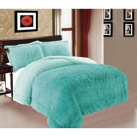 Shades King Size 3-Piece Burrego Fur Reversible Blanket ...