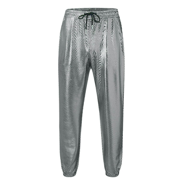 Gold Cargo Pants Male Casual Scale Print Pants Drawstring Pocket Leggings  Pant Trousers