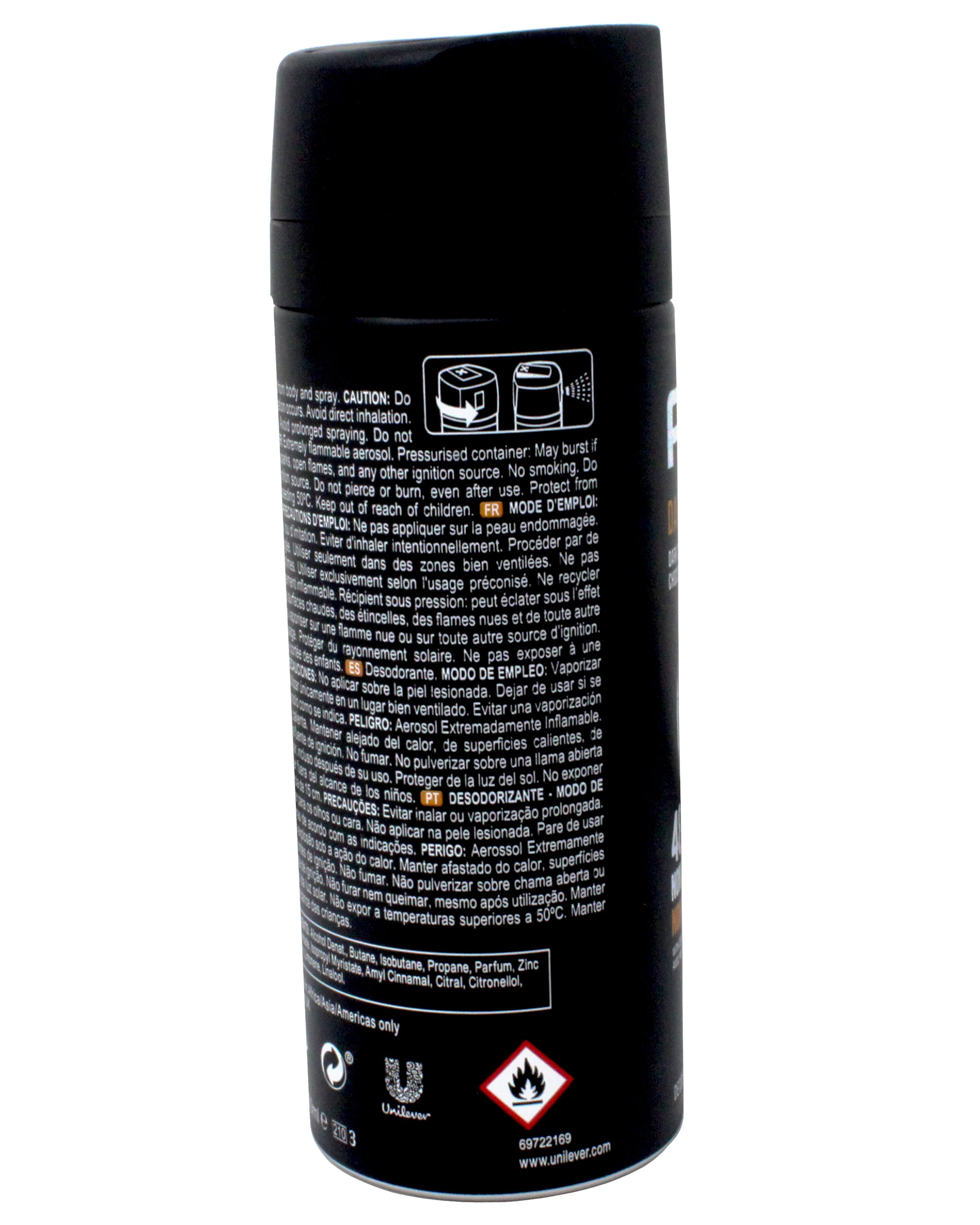 Axe Dark Temptation Deodorant Body Spray without Aluminum, 48h fresh, 5.07 OZ (150 ML) - 12 Pack