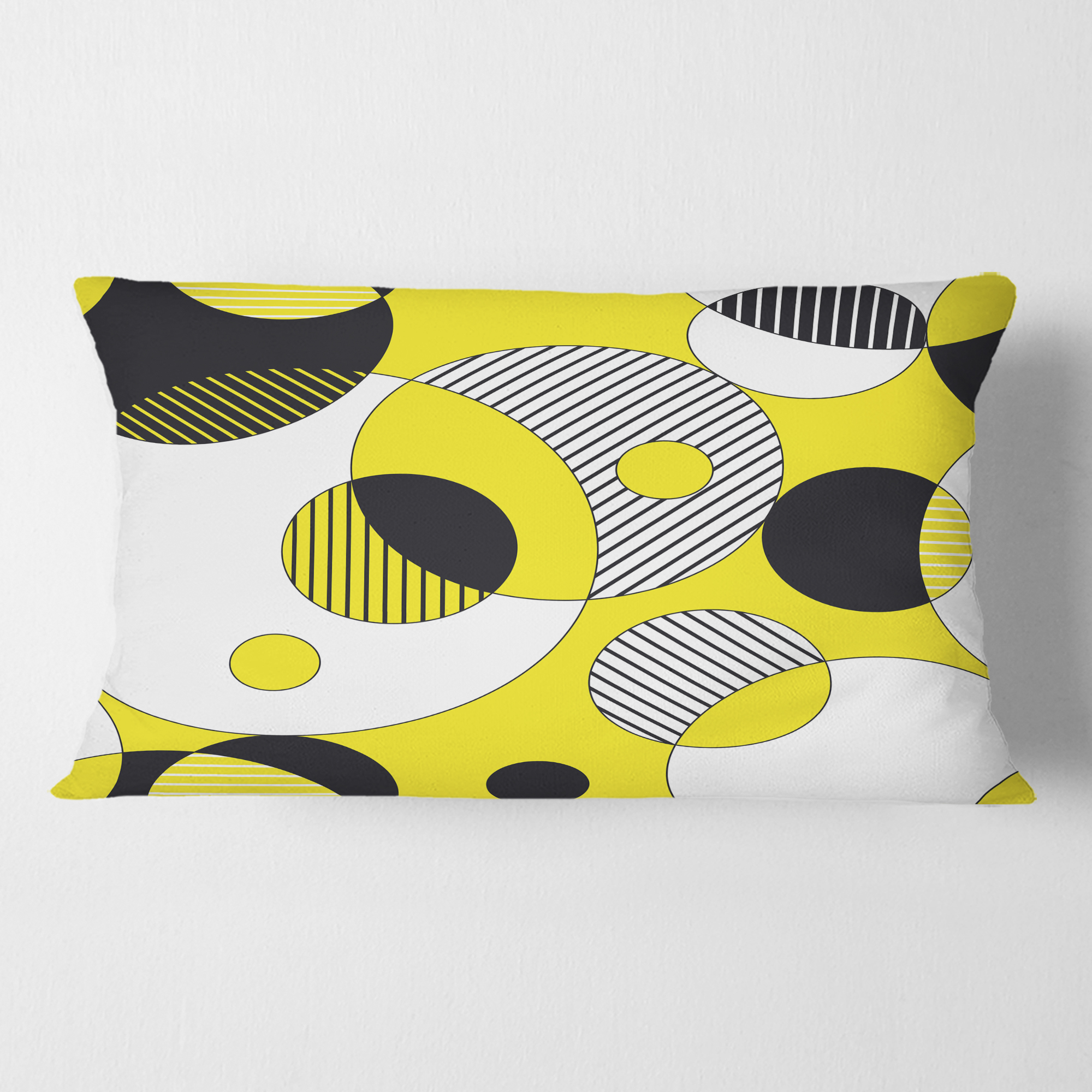 Designart Circular Abstract Retro Geometric I' Mid-Century Modern Throw Pillow - 12x20
