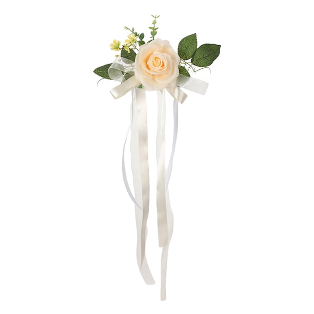 Flores PEW para pasillo de sillas Arreglo floral PEW Flores de rosas artificiales con champán